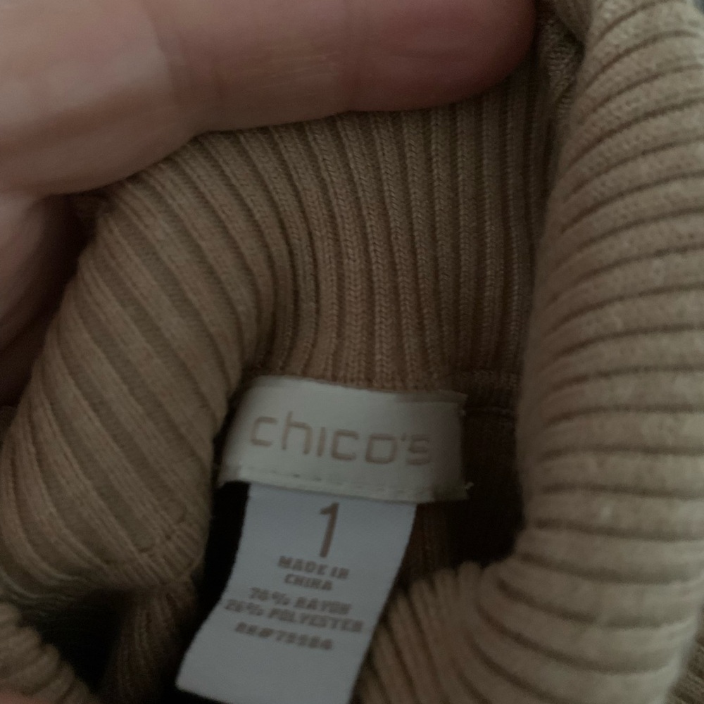 Chico's Beige Ribbed Turtleneck - Picture 2 of 3